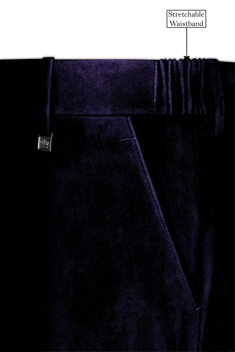 Majesty-Affair Royal Purple Velvet Stretchable Waistband Pant 7