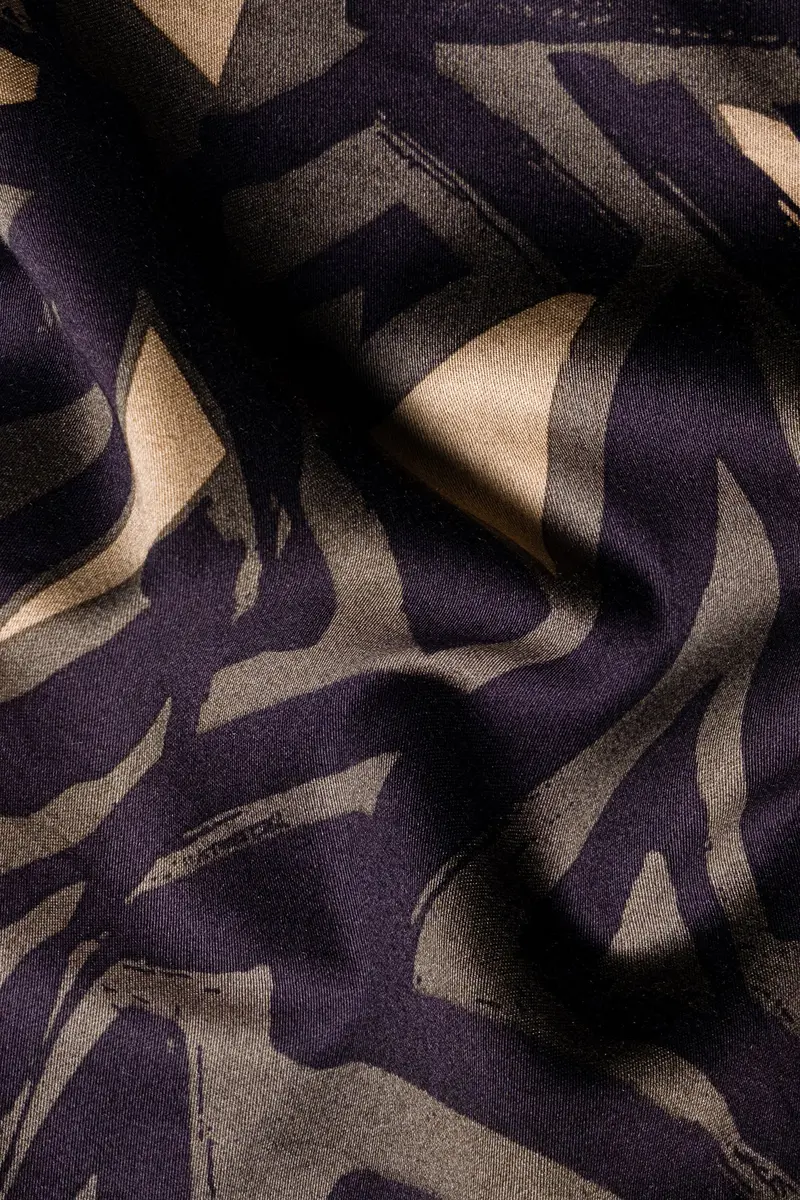 Makara Brown And Haiti Blue Abstract Printed Premium Cotton Shirt 3