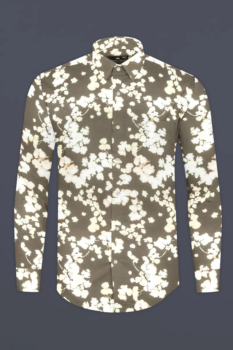 Makara Brown And White Ditsy Printed Premium Cotton Shirt 4