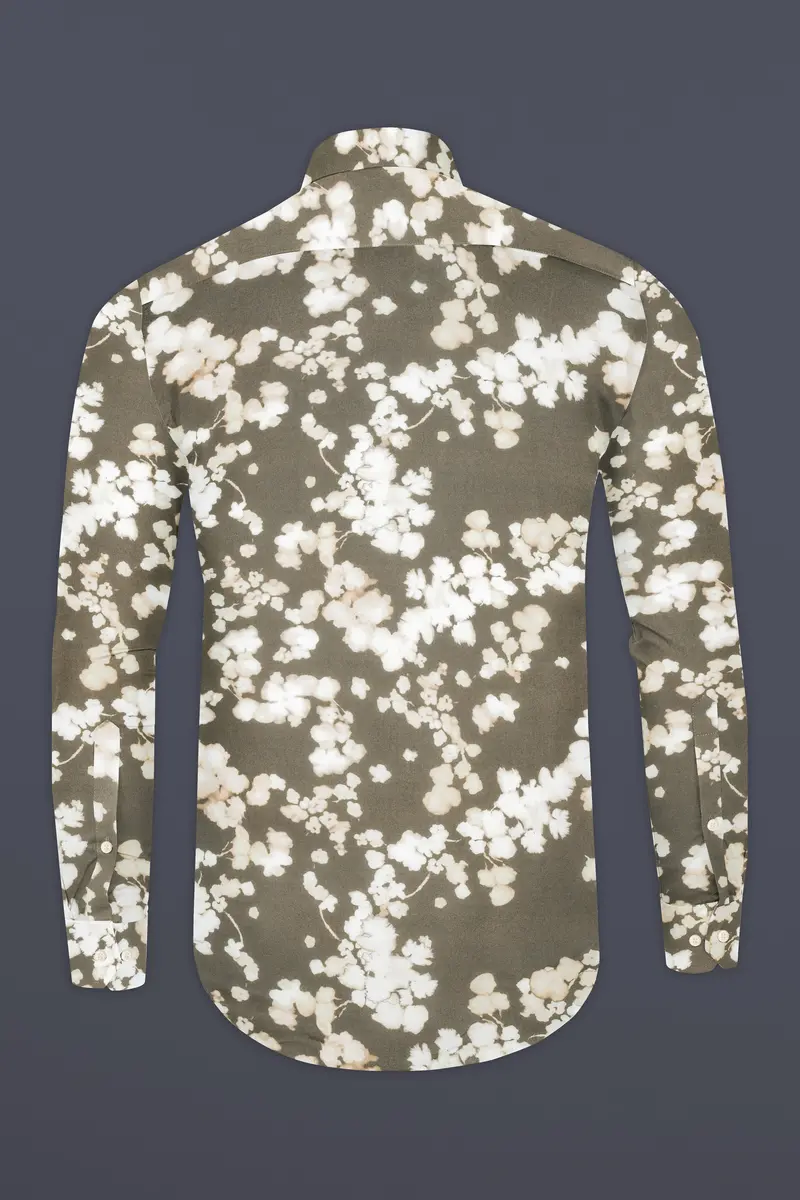 Makara Brown And White Ditsy Printed Premium Cotton Shirt 5