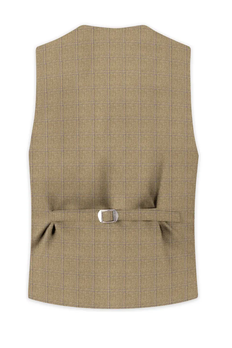 Makara Brown Checkered And Tortilla Brown Wool Rich Waistcoat 4