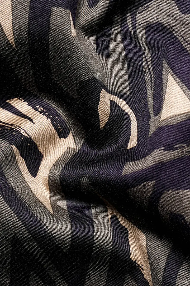 Makara Green And Haiti Blue Multicolour Abstract Printed Premium Cotton Designer Shirt 3