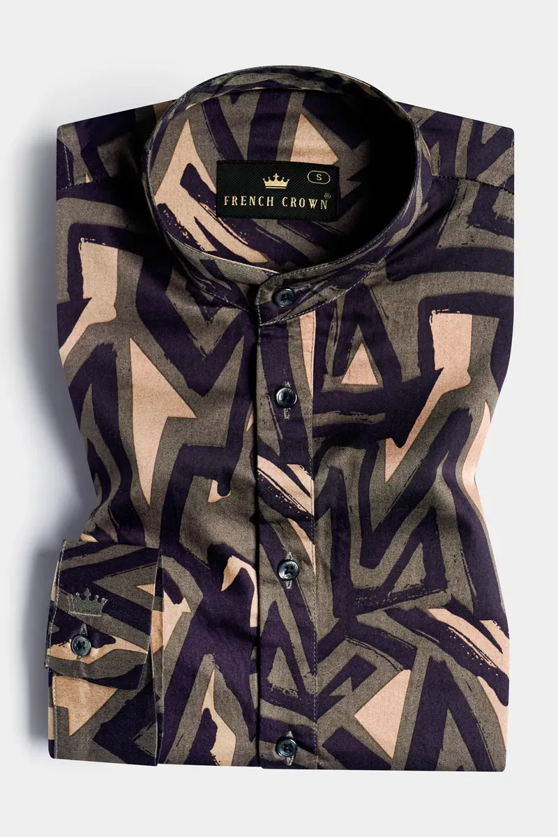 Makara Green And Haiti Blue Multicolour Abstract Printed Premium Cotton Designer Shirt 5