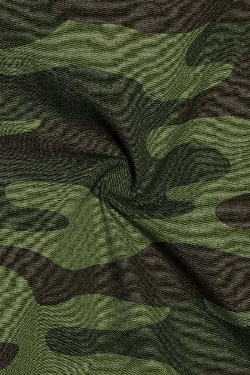 Mallard With Asparagus Green And Fuscous Brown Camouflage Printed Royal Oxford Shirt 3