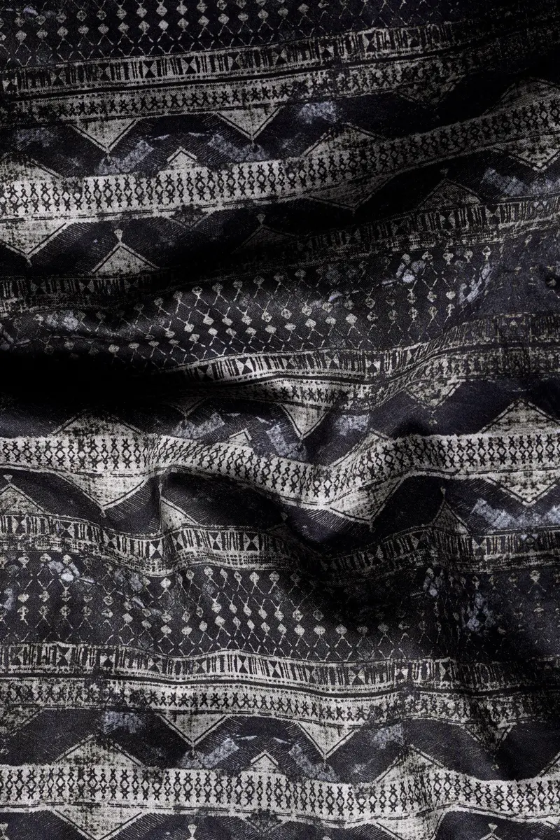 Malta Brown And Onyx Black Tribal Printed Subtle Sheen Super Soft Premium Cotton Shirt 2