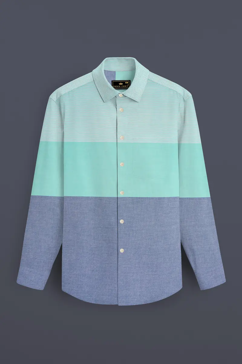 Manatee Gray With Scandal Aqua Green Royal Oxford Designer Shirt 2