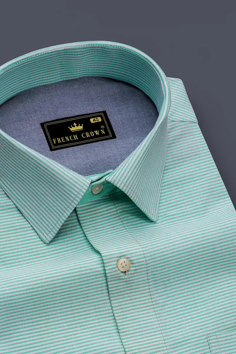 Manatee Gray With Scandal Aqua Green Royal Oxford Designer Shirt 4