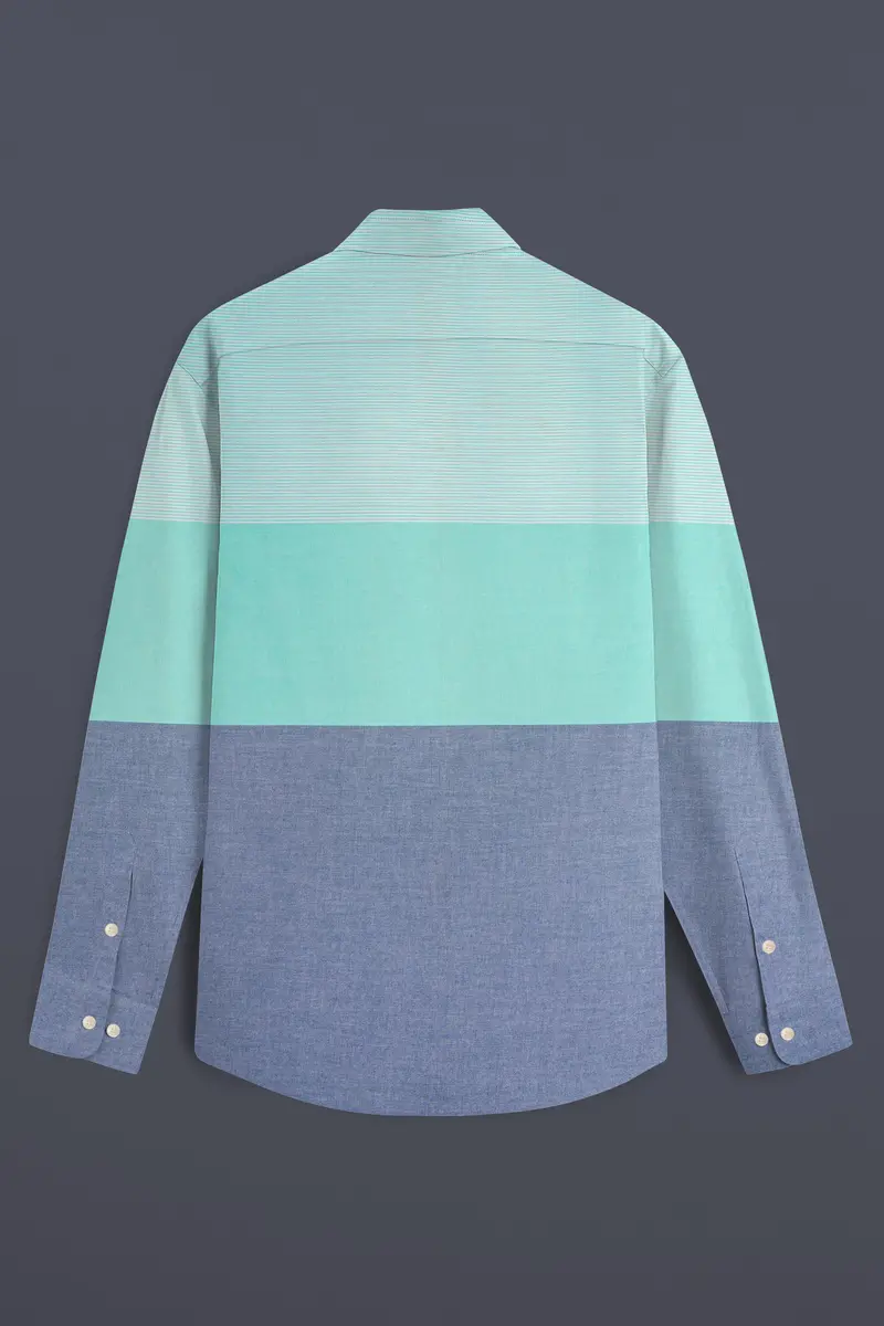 Manatee Gray With Scandal Aqua Green Royal Oxford Designer Shirt 7