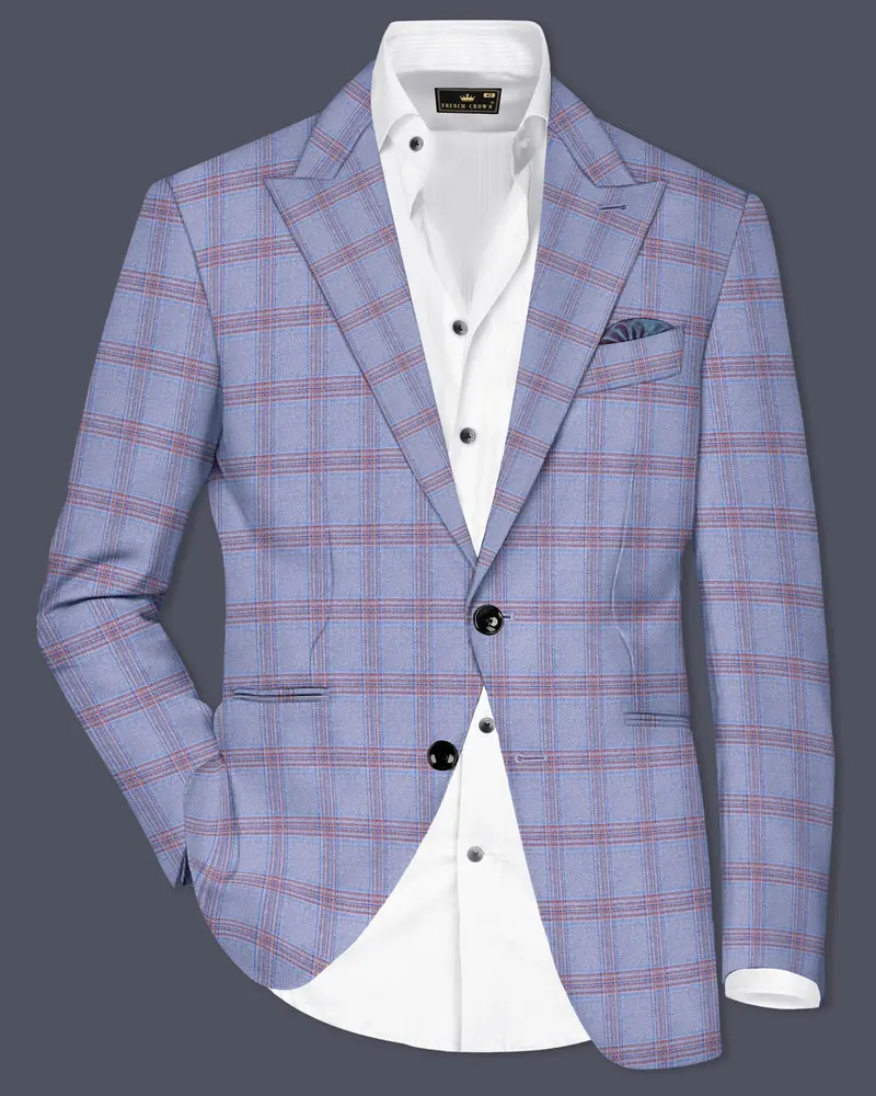 Manatee Grey Super Fine Plaid Premium Cotton Blazer 1