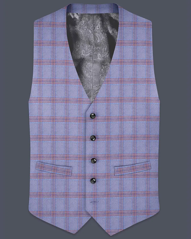 Manatee Grey Super Fine Plaid Premium Cotton Waistcoat 1