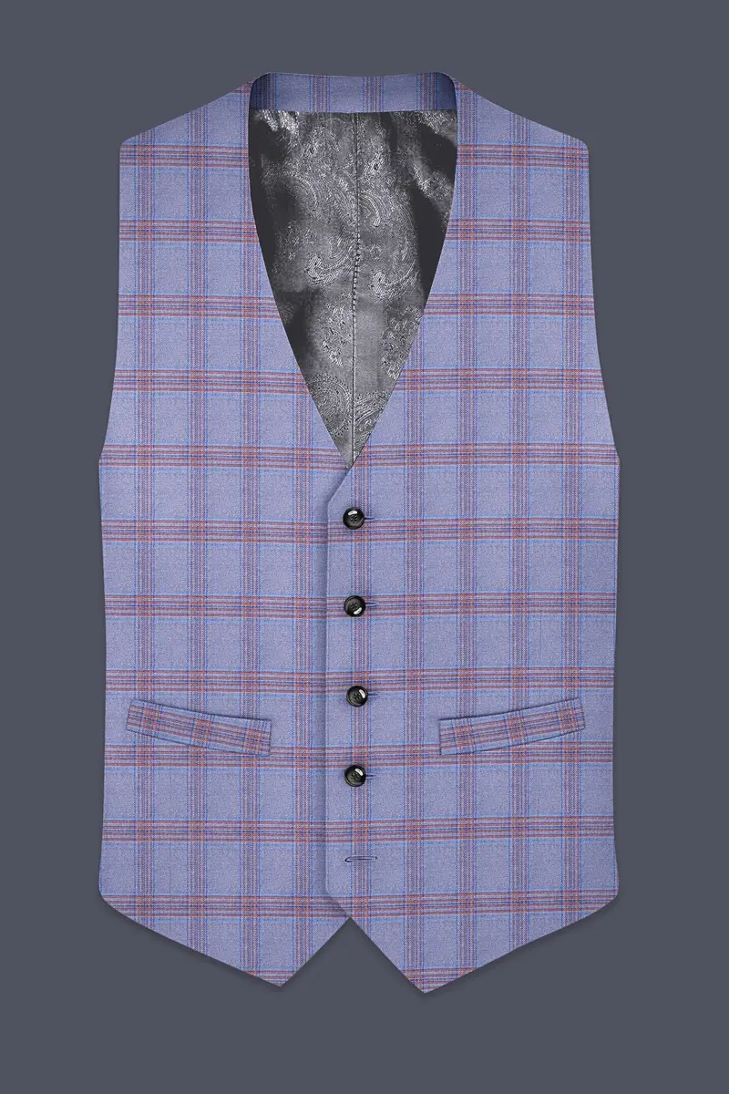 Manatee Grey Super Fine Plaid Premium Cotton Waistcoat 2