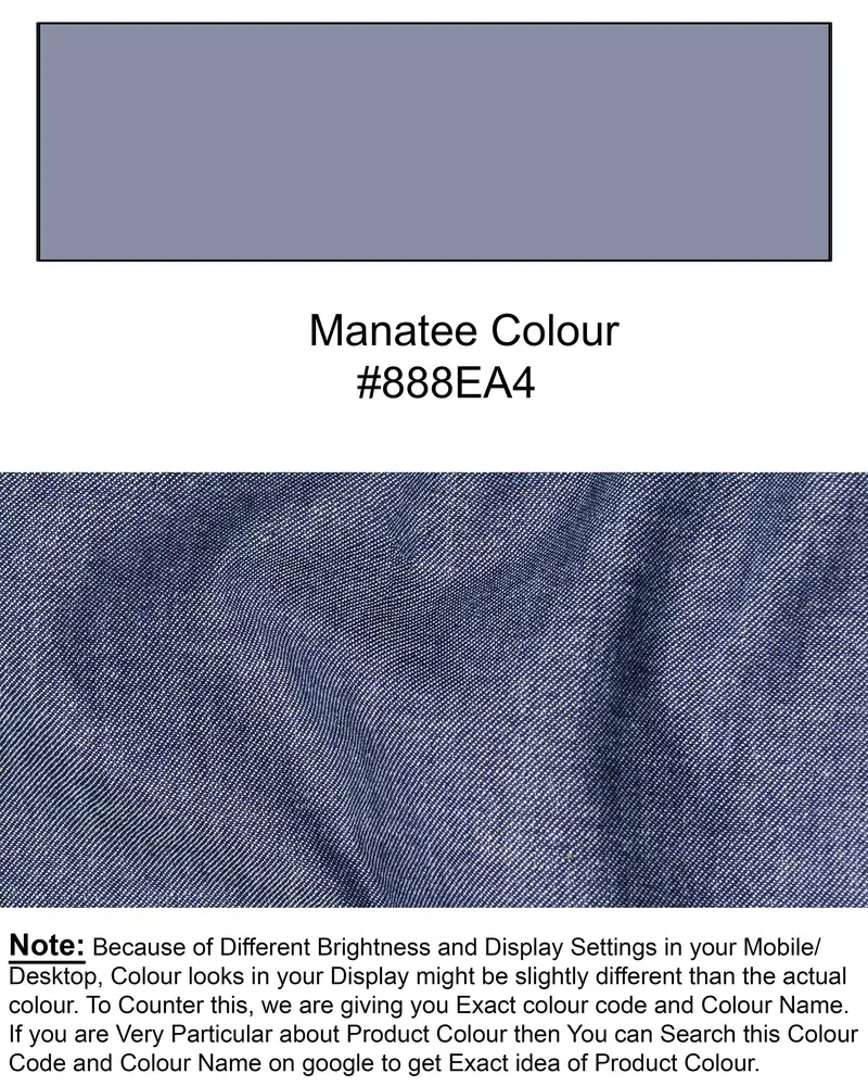 Manatee Grey With Sky Designer Oxford Shirt 11