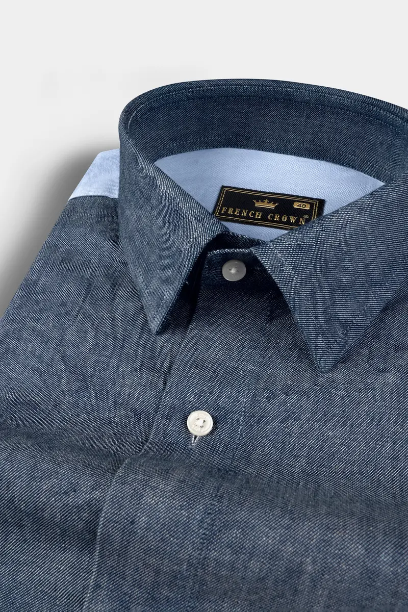 Manatee Grey With Sky Designer Oxford Shirt 4