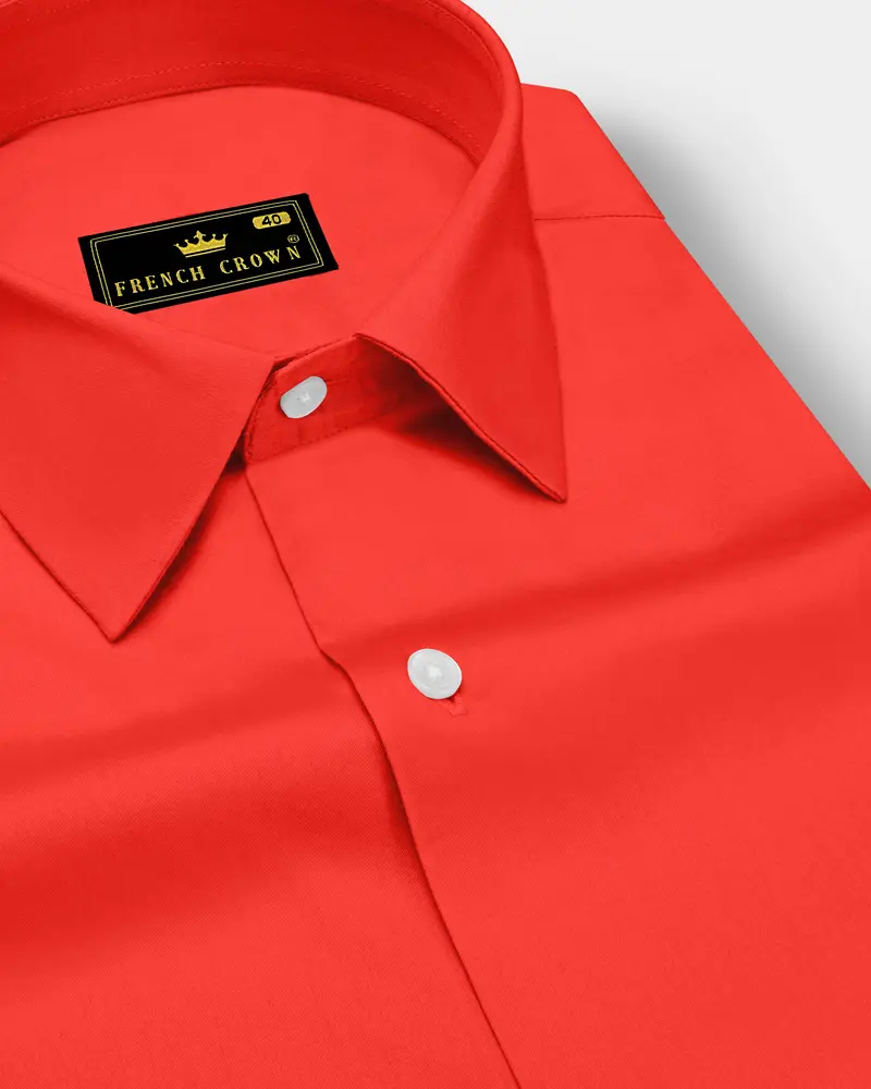 Mandoro-Coral Orange Subtle Sheen Super Soft Premium Cotton Dress Shirt 1
