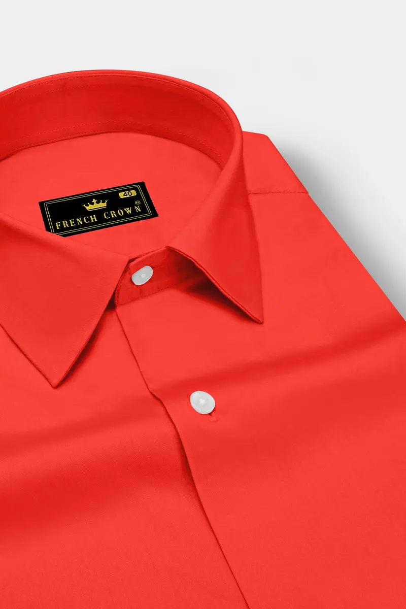 Mandoro-Coral Orange Subtle Sheen Super Soft Premium Cotton Dress Shirt 2