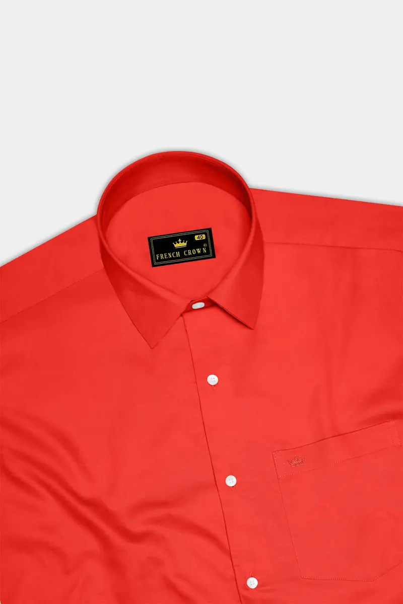 Mandoro-Coral Orange Subtle Sheen Super Soft Premium Cotton Dress Shirt 5