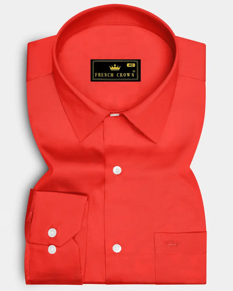 Mandoro-Coral Orange Subtle Sheen Super Soft Premium Cotton Dress Shirt 6