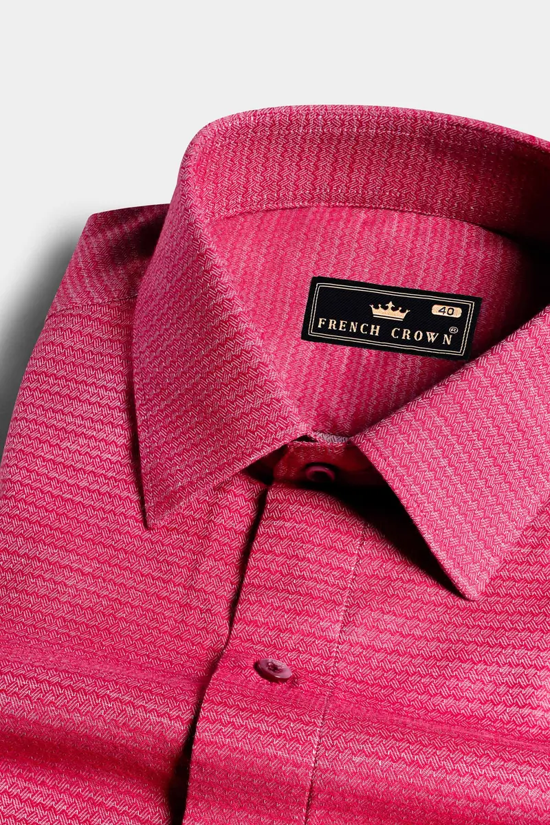 Mandy Pink Dobby Textured Premium Giza Cotton Shirt 1