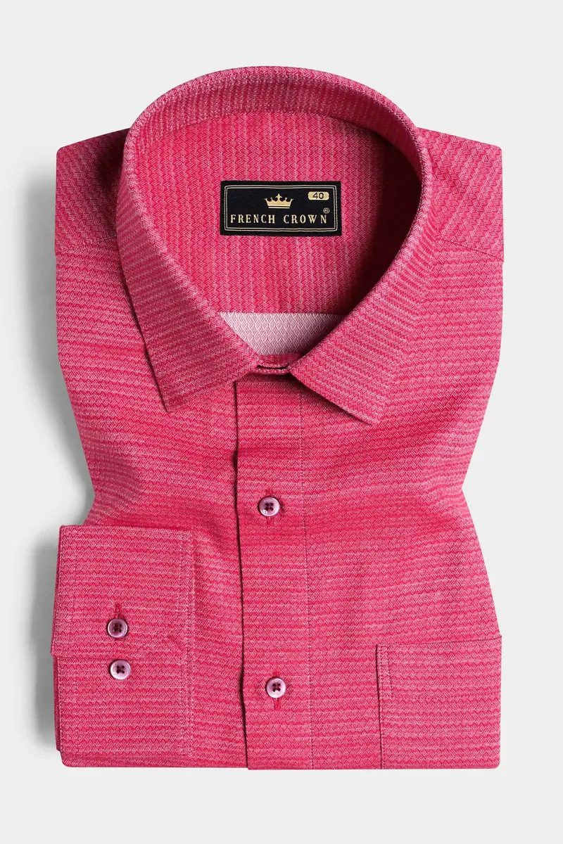 Mandy Pink Dobby Textured Premium Giza Cotton Shirt 3