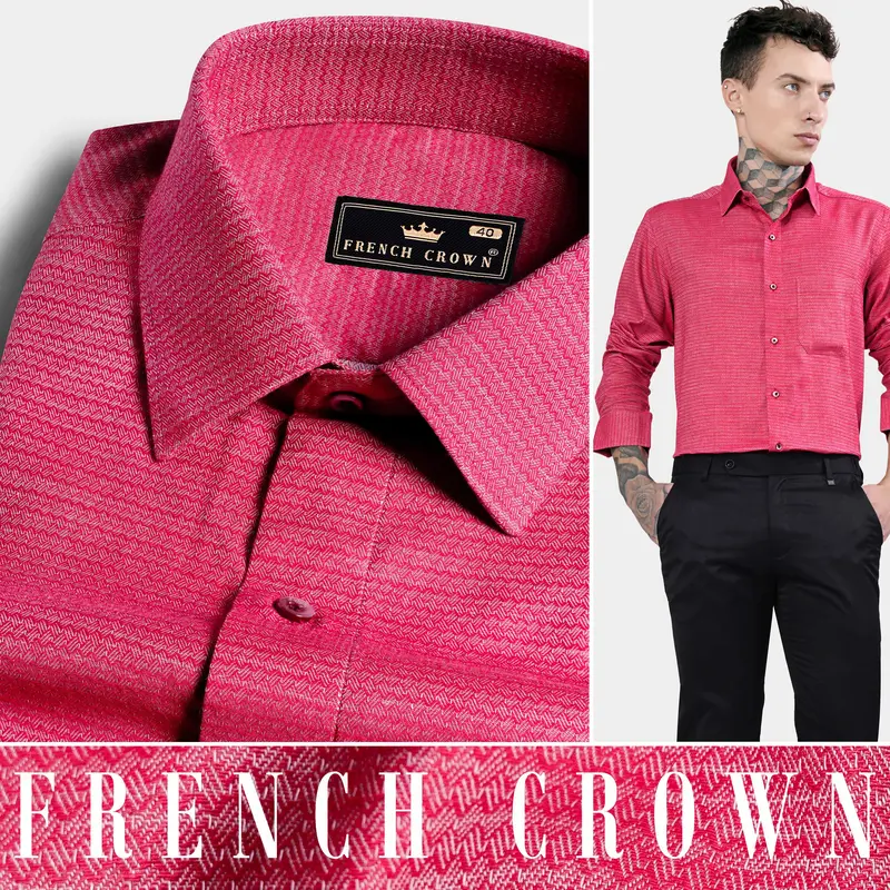 Mandy Pink Dobby Textured Premium Giza Cotton Shirt 4
