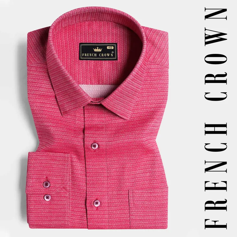 Mandy Pink Dobby Textured Premium Giza Cotton Shirt 6