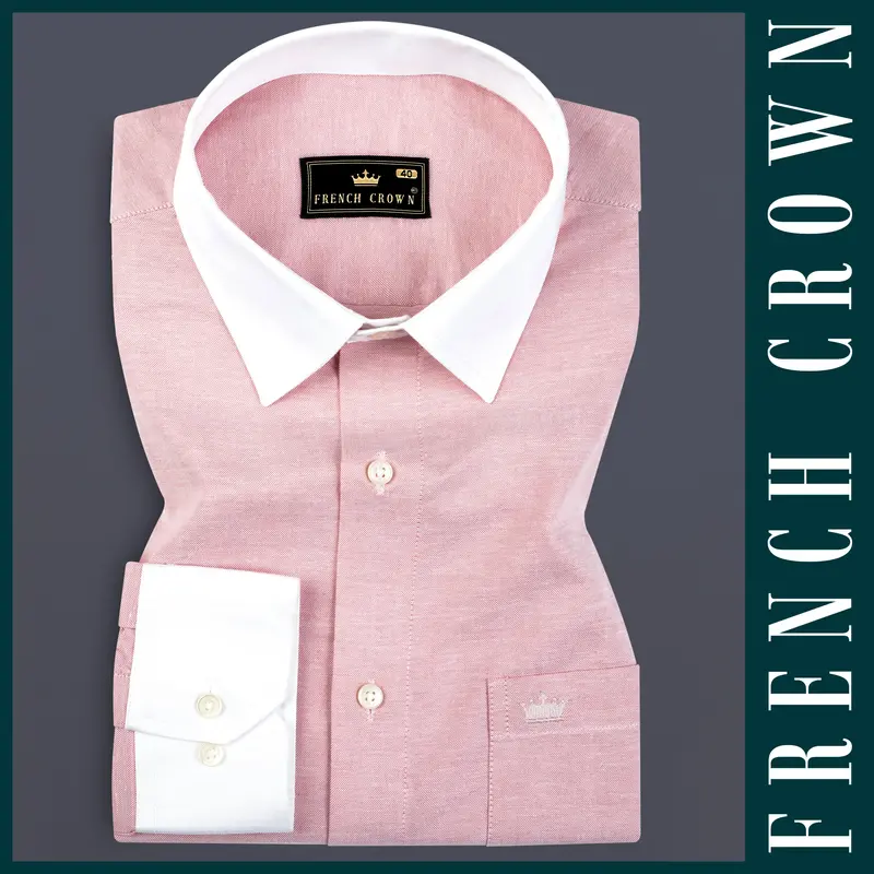 Mandys Pink Solid Oxford Premium Cotton Shirt 1