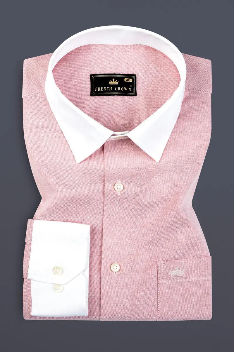 Mandys Pink Solid Oxford Premium Cotton Shirt 2