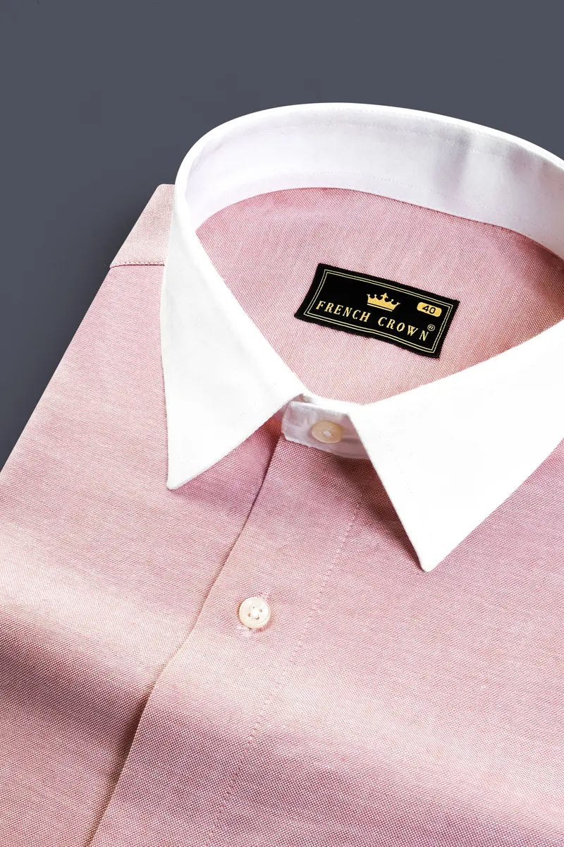 Mandys Pink Solid Oxford Premium Cotton Shirt 4