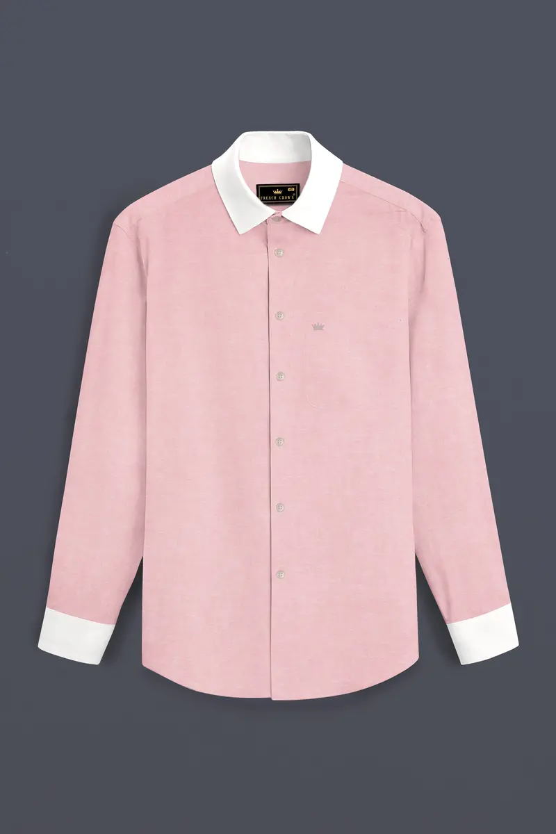 Mandys Pink Solid Oxford Premium Cotton Shirt 5