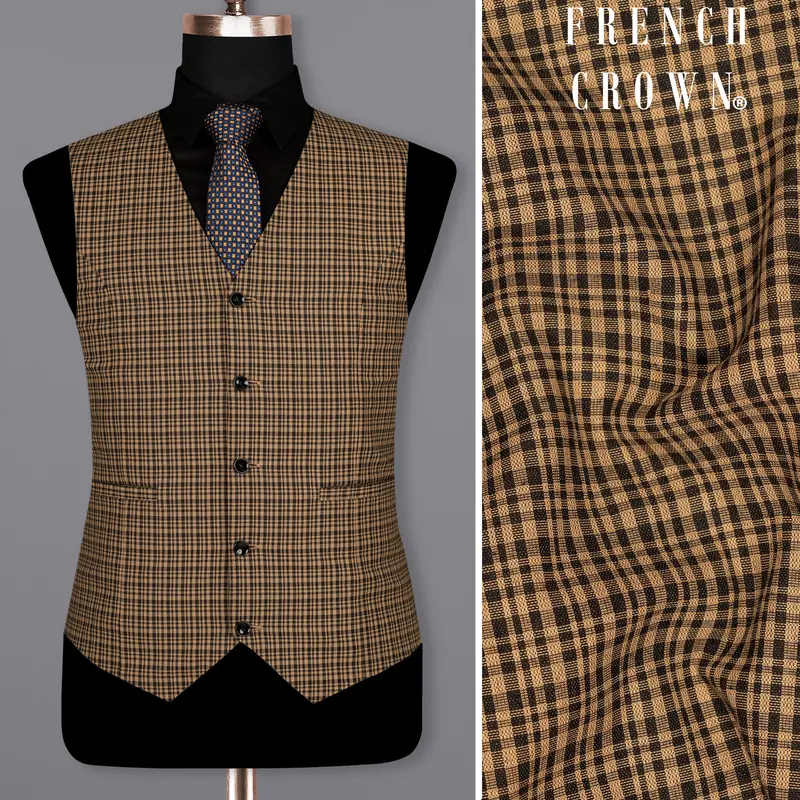 Manhattan Brown And Black Premium Cotton Belt Closure Sports Waistcoat 1