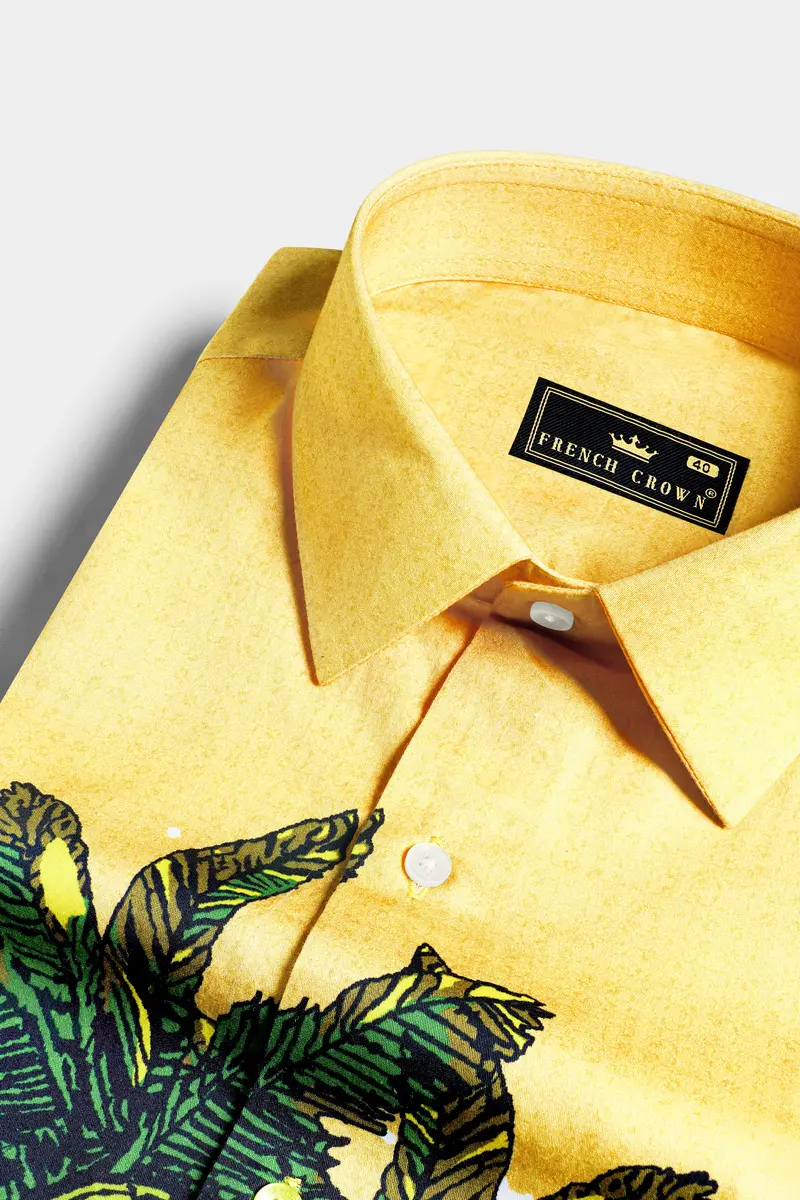 Manilla Yellow And Fem Green Multicolour Funky Printed Subtle Sheen Super Soft Premium Cotton Shirt 4