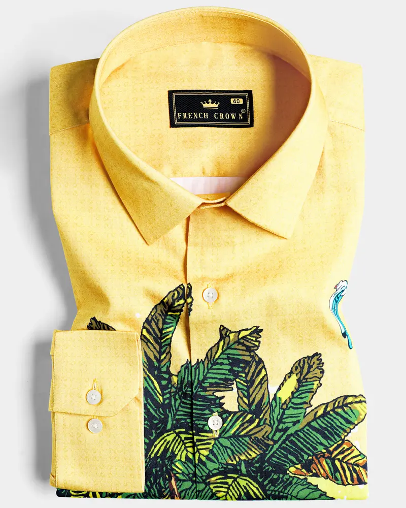Manilla Yellow And Fem Green Multicolour Funky Printed Subtle Sheen Super Soft Premium Cotton Shirt 8