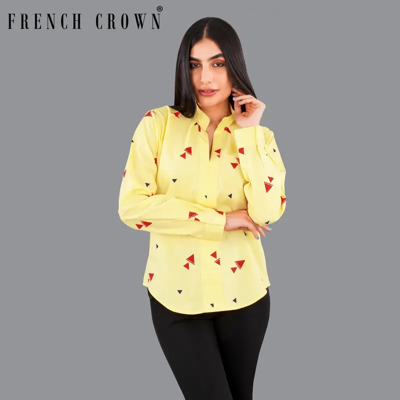 Manilla Yellow Printed Premium Cotton Shirt 1