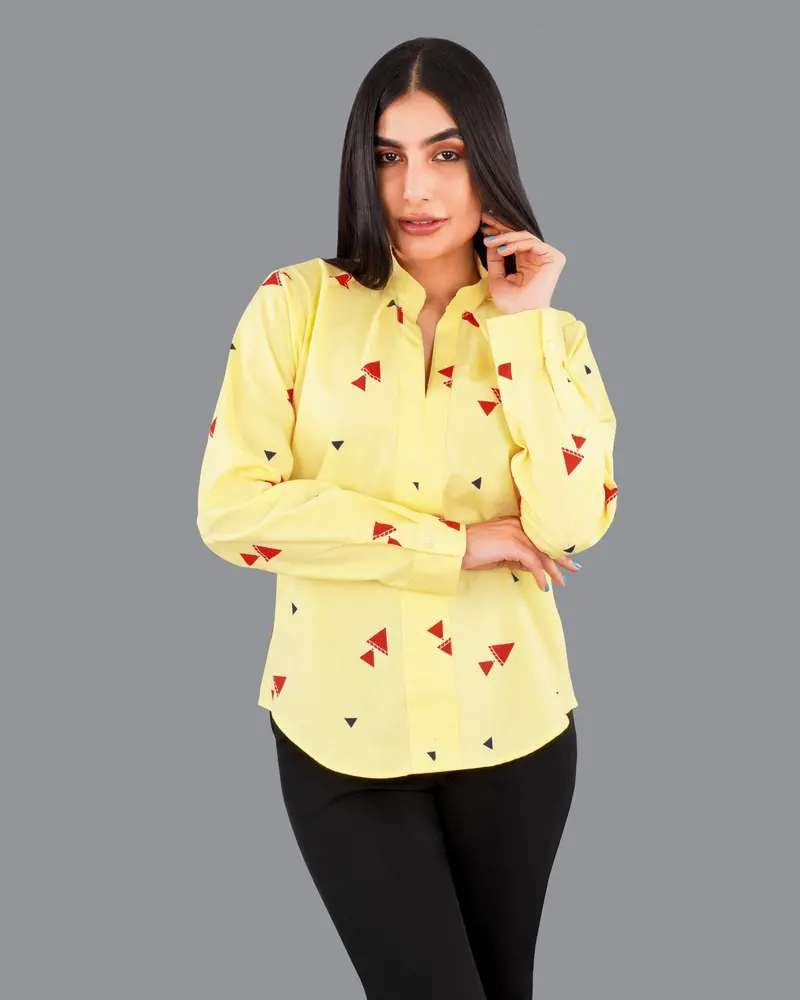 Manilla Yellow Printed Premium Cotton Shirt 2