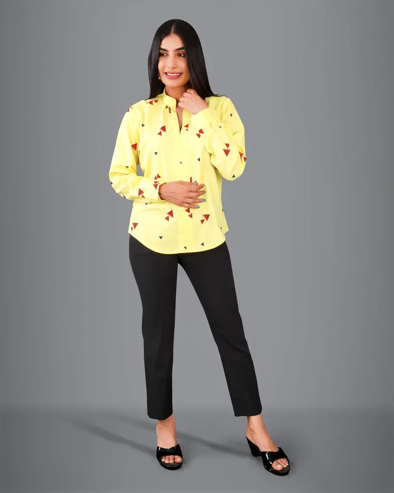 Manilla Yellow Printed Premium Cotton Shirt 3