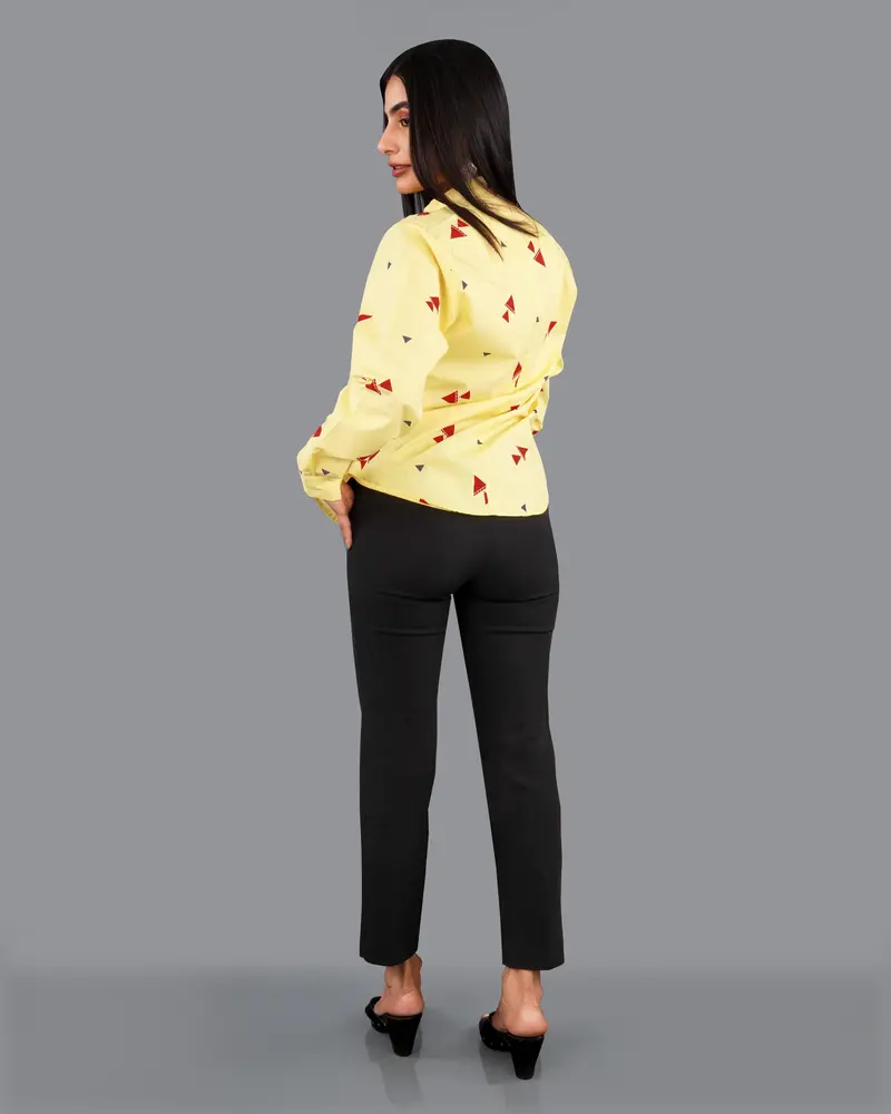Manilla Yellow Printed Premium Cotton Shirt 4