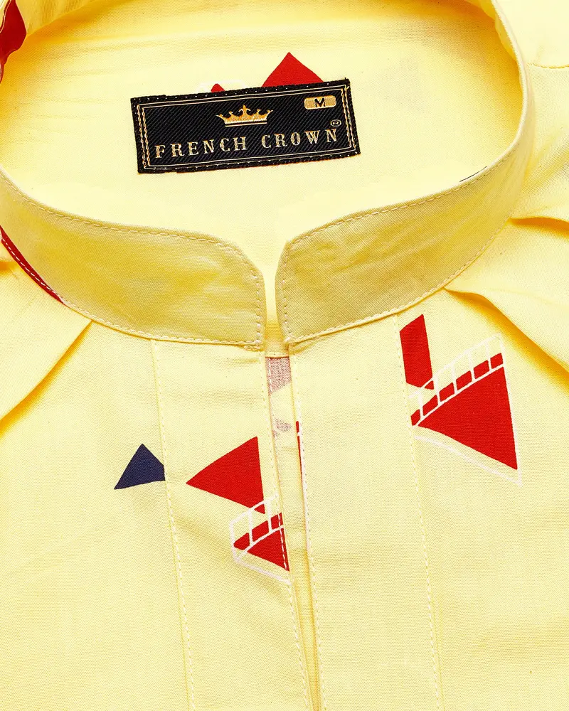 Manilla Yellow Printed Premium Cotton Shirt 5