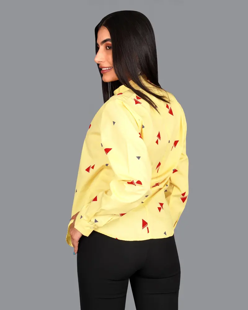 Manilla Yellow Printed Premium Cotton Shirt 6