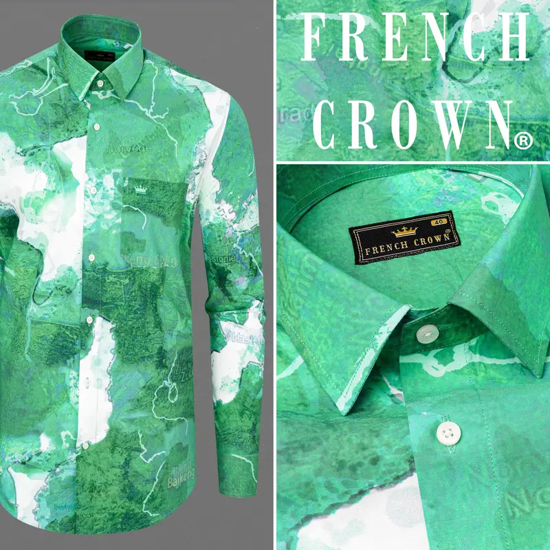 Mantis Green Marble Printed Premium Cotton Shirt 10
