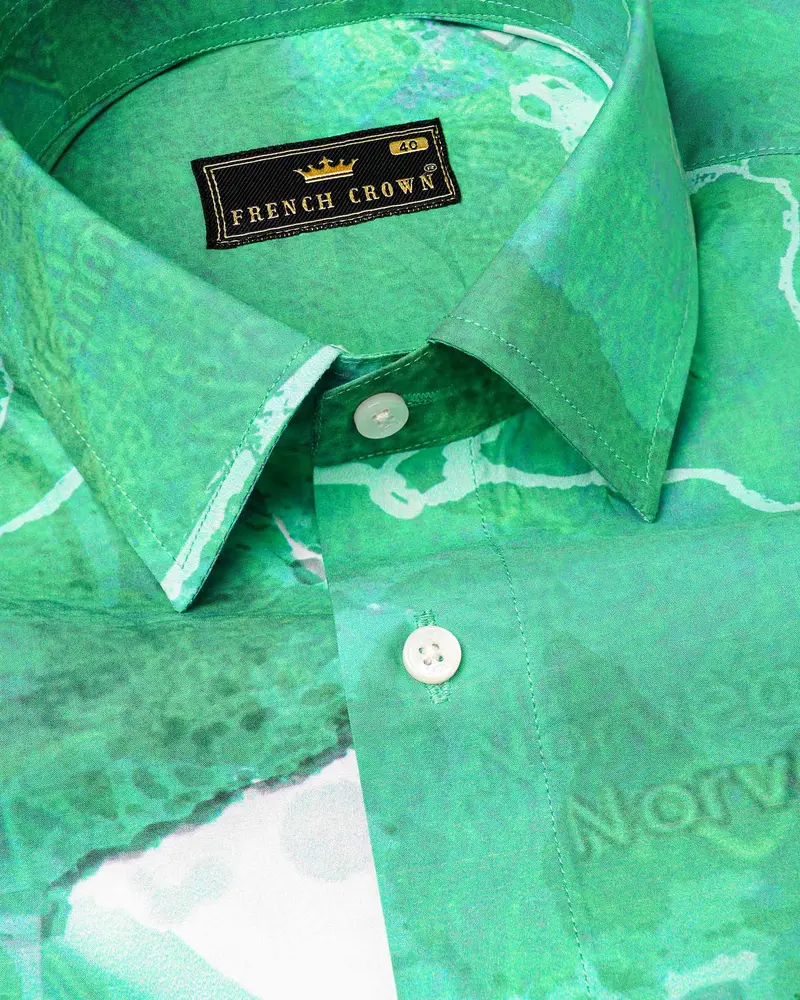 Mantis Green Marble Printed Premium Cotton Shirt 4