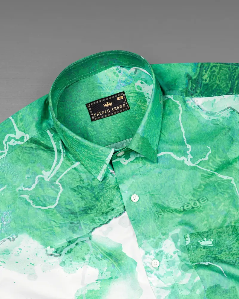 Mantis Green Marble Printed Premium Cotton Shirt 6