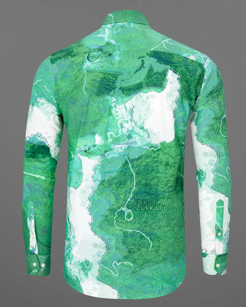 Mantis Green Marble Printed Premium Cotton Shirt 7
