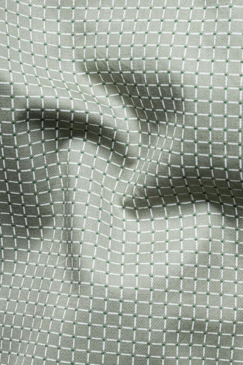 Mantle Green And Black Checkered Dobby Textured Premium Giza Cotton Shirt 2