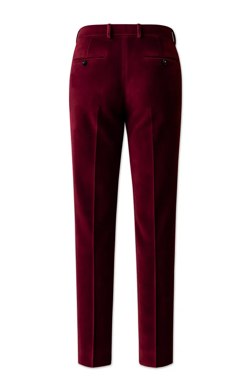 Marcrest-Bulgarian Maroon Velvet Stretchable Waistband Pant 5