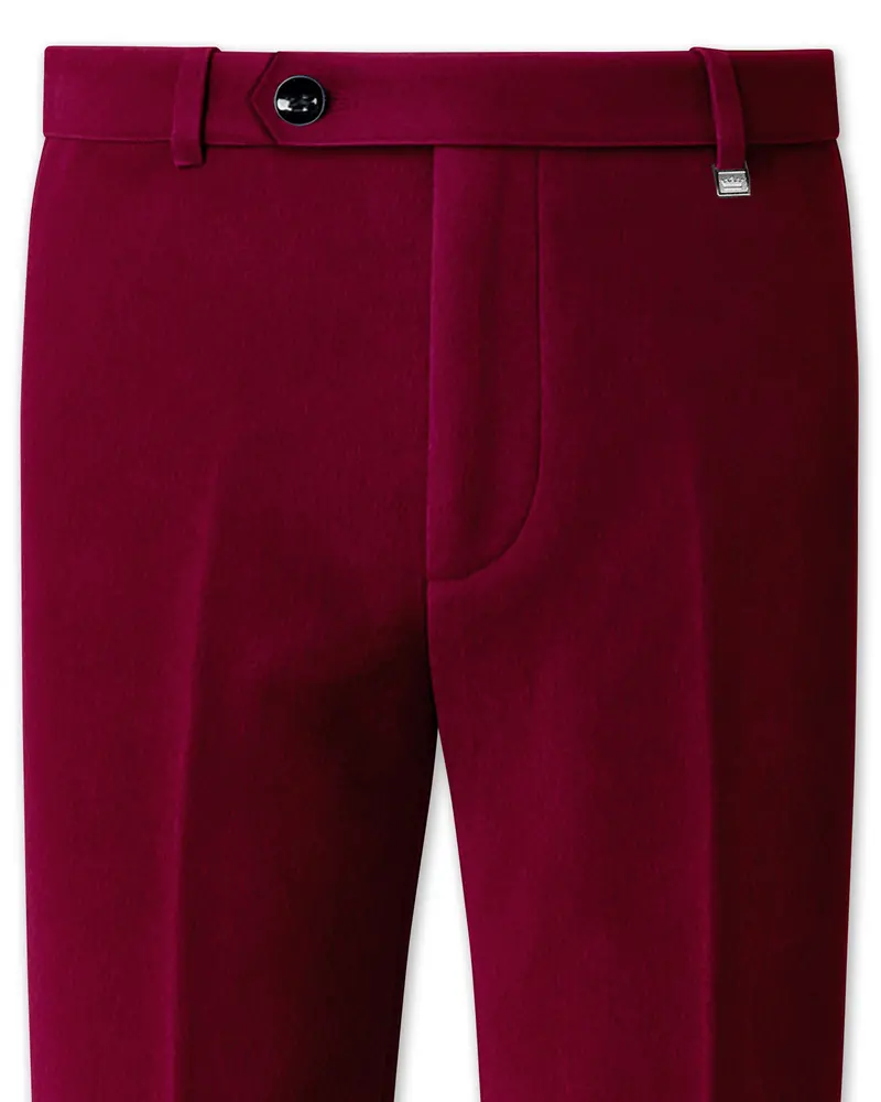 Marcrest-Castro Maroon Velvet Stretchable Waistband Pant 1
