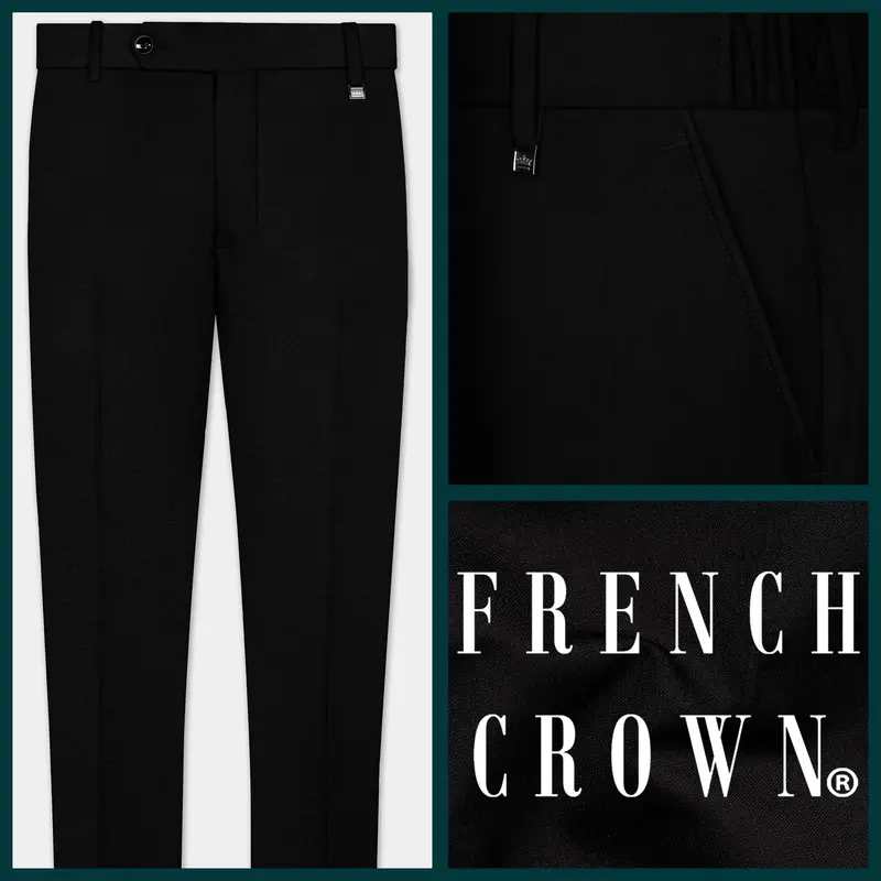Mardi Gras Black Stretchable Wool Rich Pant 1