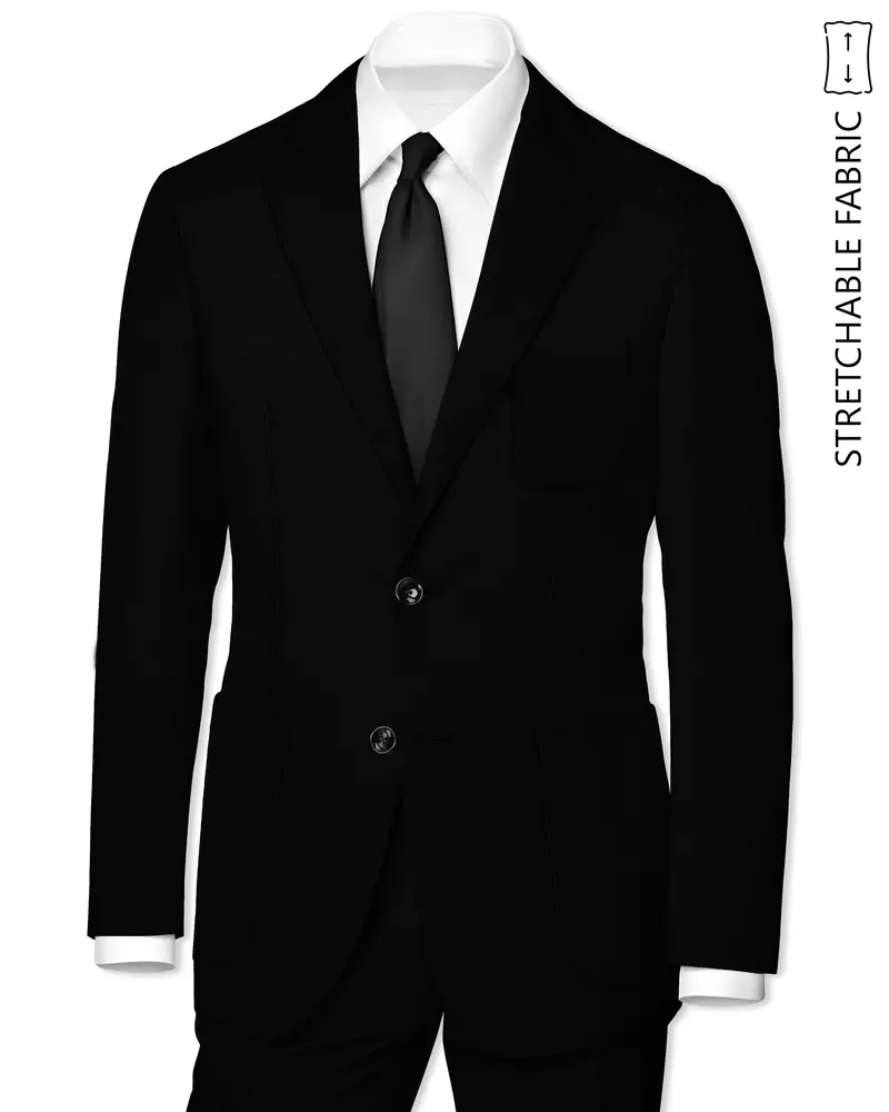 Mardi Gras Black Stretchable Wool Rich Sports Suit 1