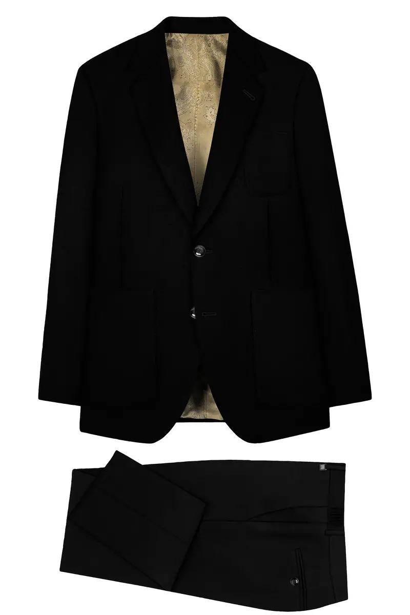Mardi Gras Black Stretchable Wool Rich Sports Suit 9