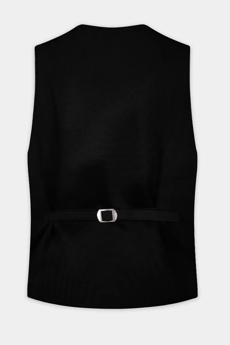 Mardi Gras Black Stretchable Wool Rich Waistcoat 4