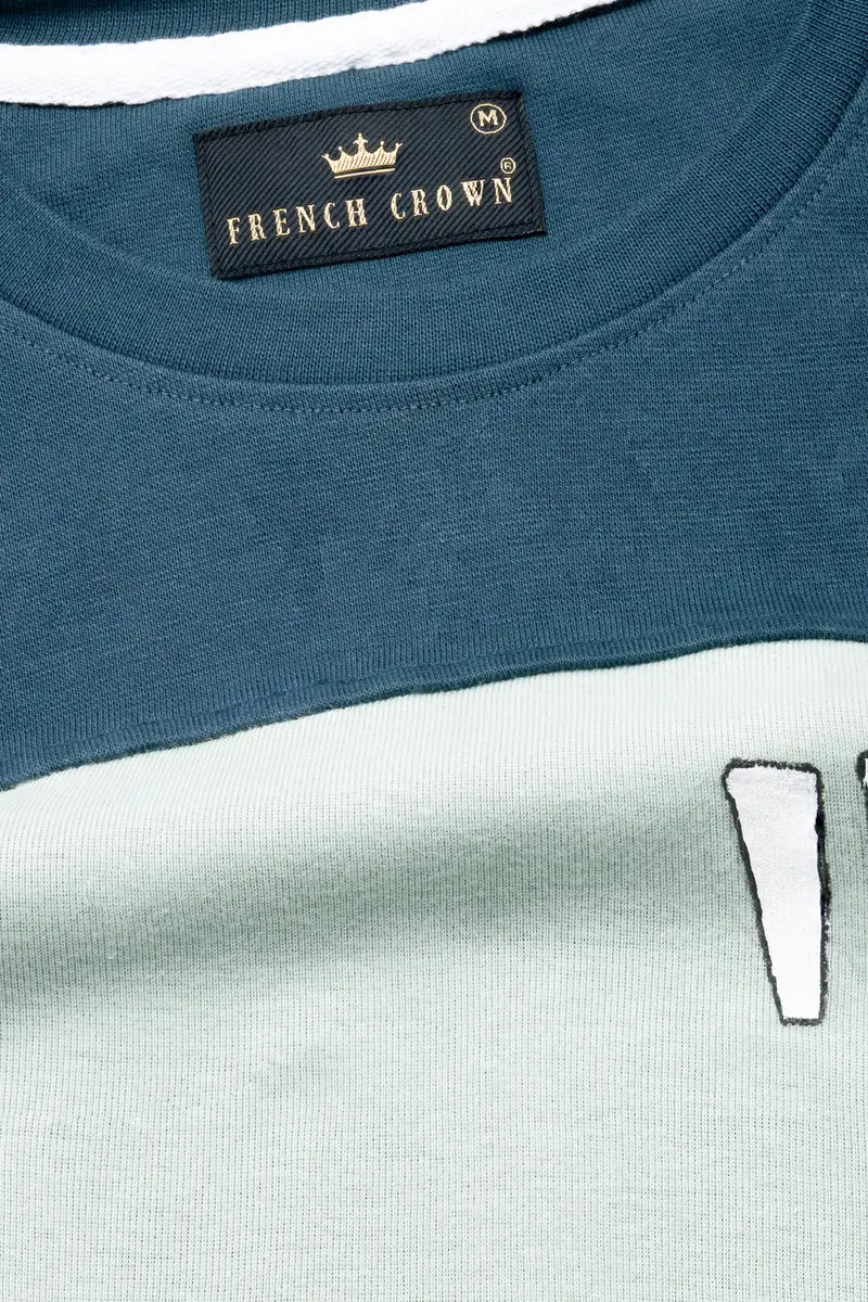 Marengo Blue And Sage Green Hand Painted Premium Cotton Jersey Sweatshirt 4